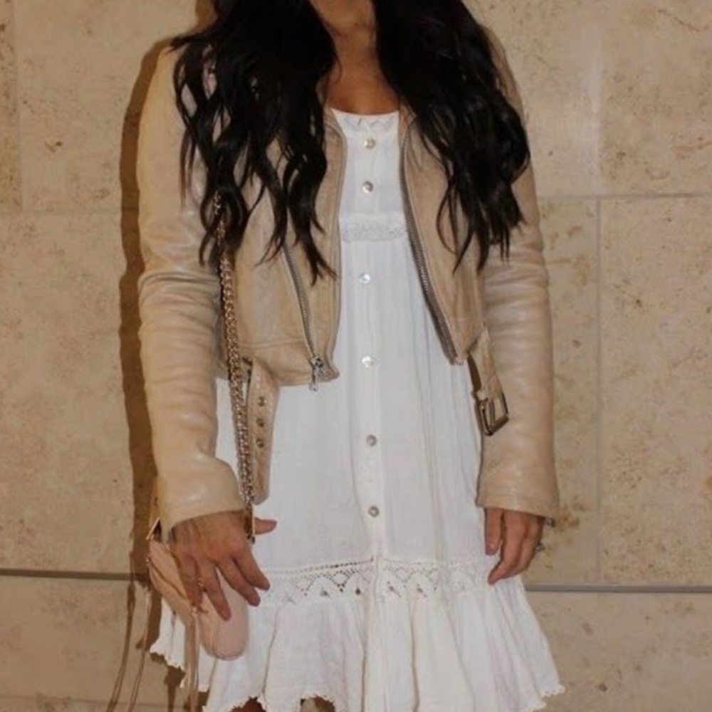 Blk dnm leather beige jacket size small S